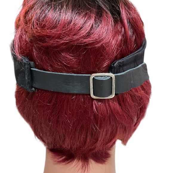 Coach Black Visor Hat with Signature Motif Leather Adjust Strap - Picture 6 of 16